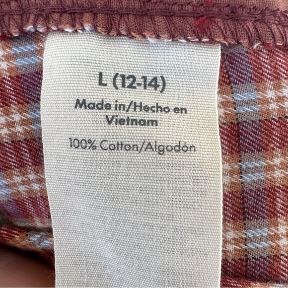 NWT No Boundaries Women's Cotton Boxer Pants Red Gingham Side Stripe L 12-14 - Picture 6 of 12